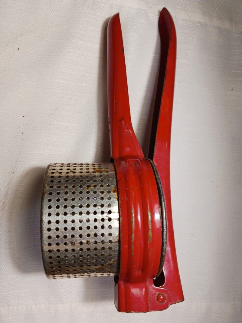 Antique 1920's-30s  Steel Potato Ricer Utensil.  Unique piece of history!