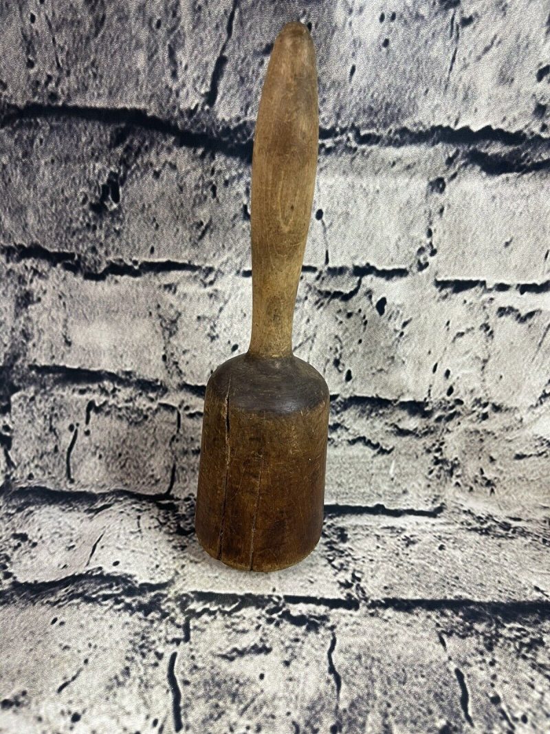 Antique 9" Wooden Masher Pestle Primitive Kitchen Tool Pounder  Smasher