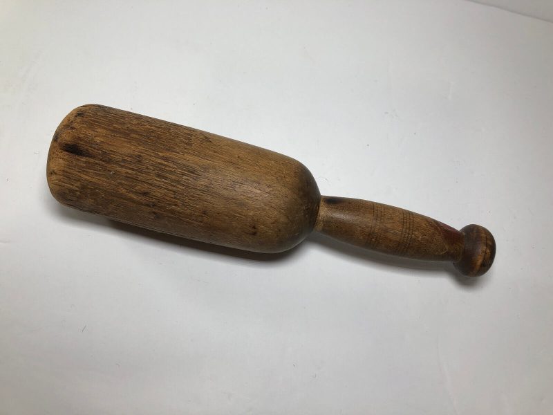 Antique Wooden Potato Masher Primitive Kitchen utensil Cylinder Body Well Worn