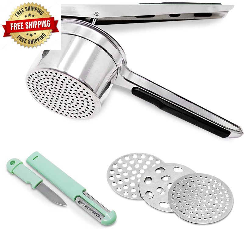 Large 15oz Potato Ricer Heavy Duty Stainless Steel Potato Masher 3 in-1 Gadget ✅