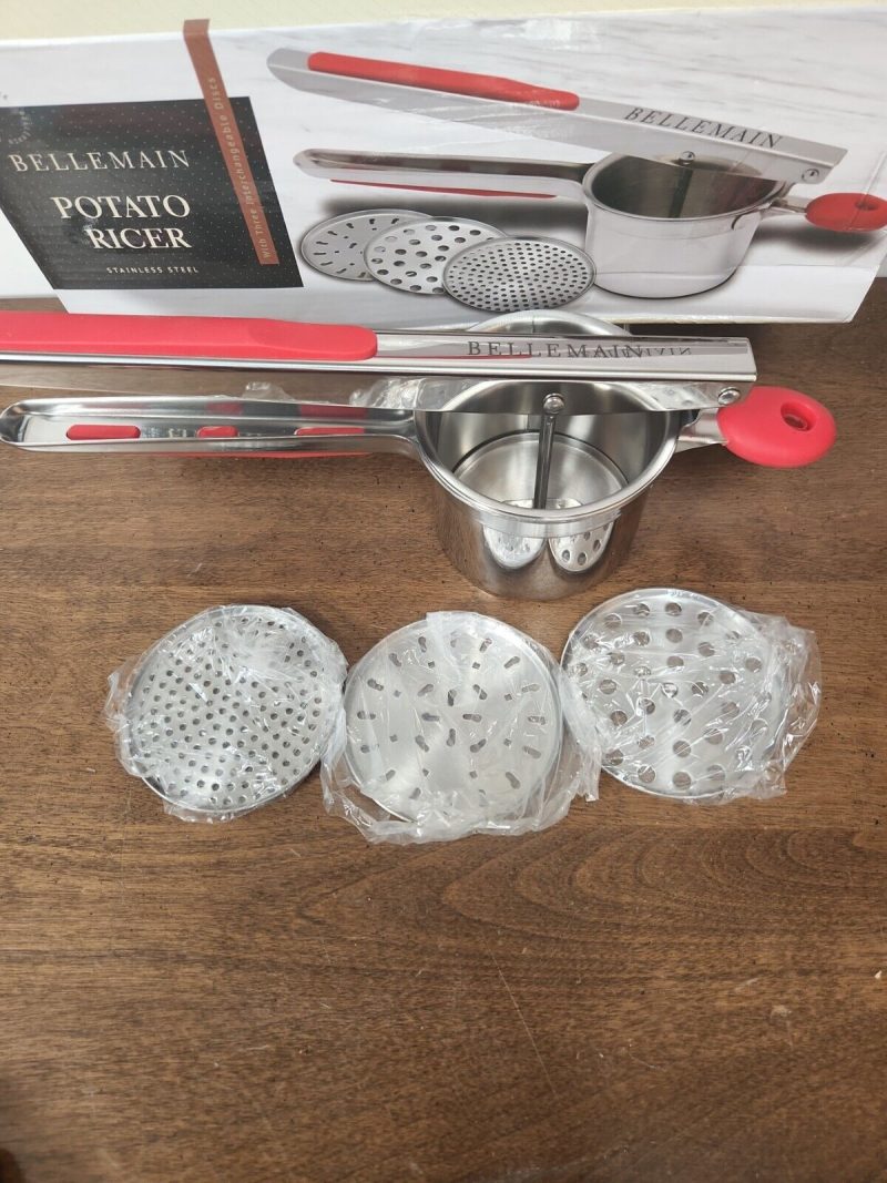 NIB BELLEMAIN POTATO RICER - STAINLESS STEEL - THREE DISCS