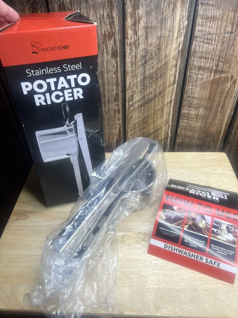 Priority Chef Large 15oz Potato Ricer Heavy Duty Stainless Steel Potato Masher