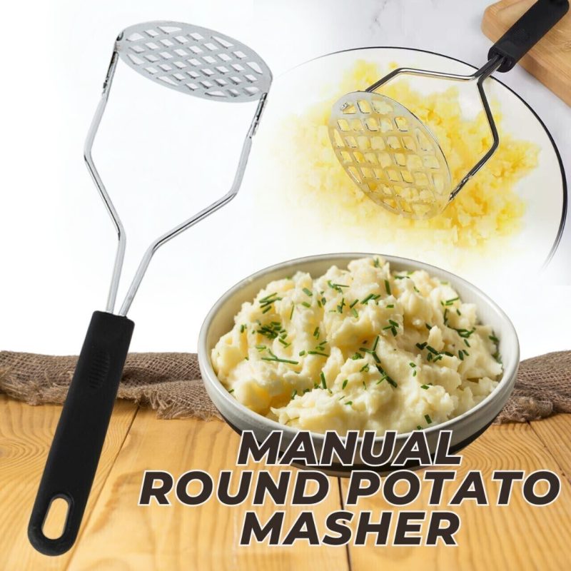 Round Potato Masher Food Masher Utensil Cooking Tool Mash Stainless Steel NEW