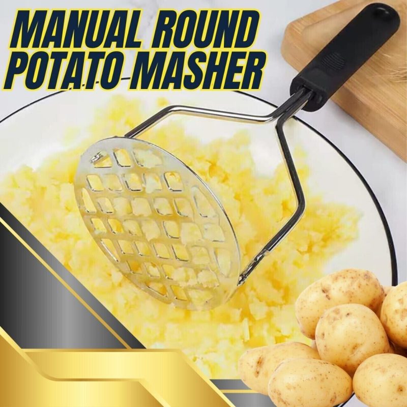 Round Potato Masher Food Masher Utensil Cooking Tool Mash Stainless Steel NEW