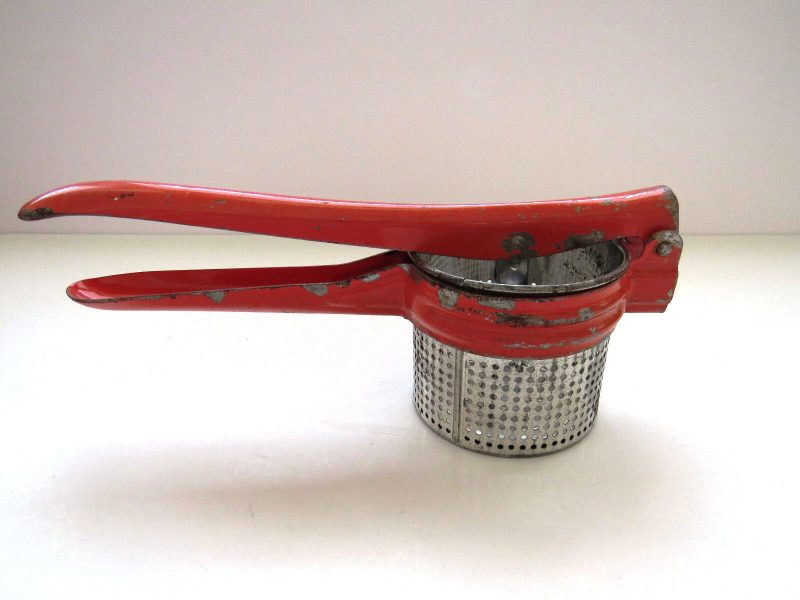 Rustic 1940s Red Handled Potato Ricer Rustic Farmhouse Country Kitchen Puree