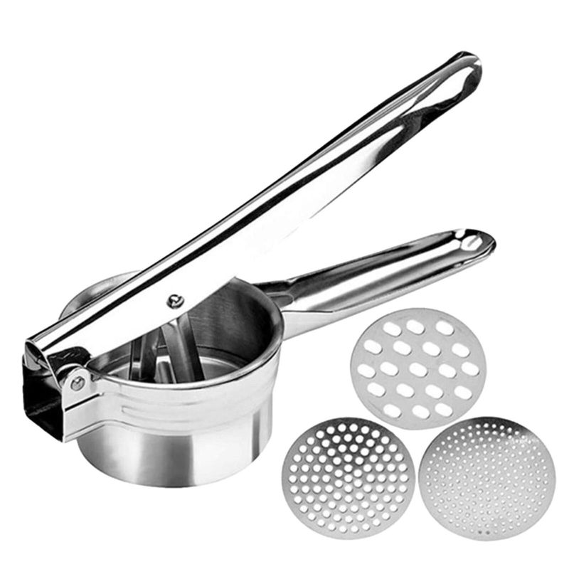 Stainless Steel Potato Ricer and Masher with 3 Interchangeable Discs