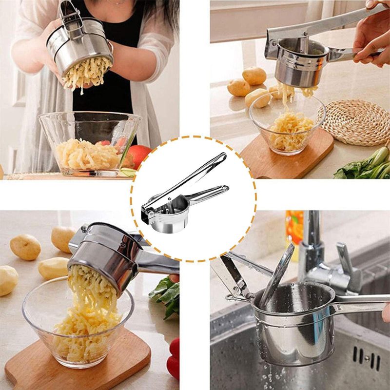 Stainless Steel Potato Ricer and Masher with 3 Interchangeable Discs