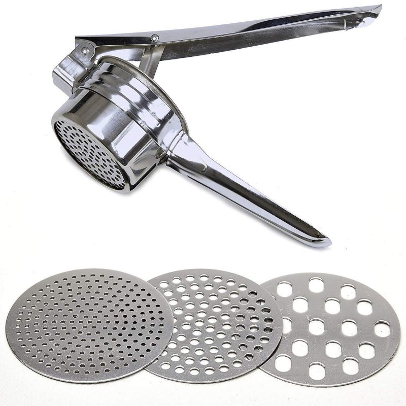 Stainless Steel Potato Ricer – Manual Masher for Potatoes Fruits Vegetables