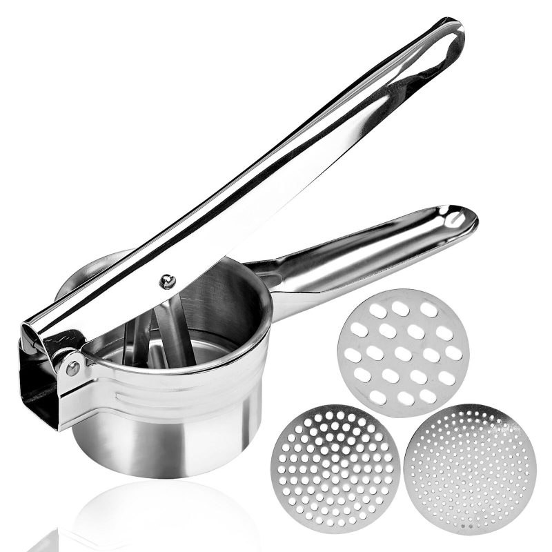 Stainless Steel Potato Ricer – Manual Masher for Potatoes Fruits Vegetables