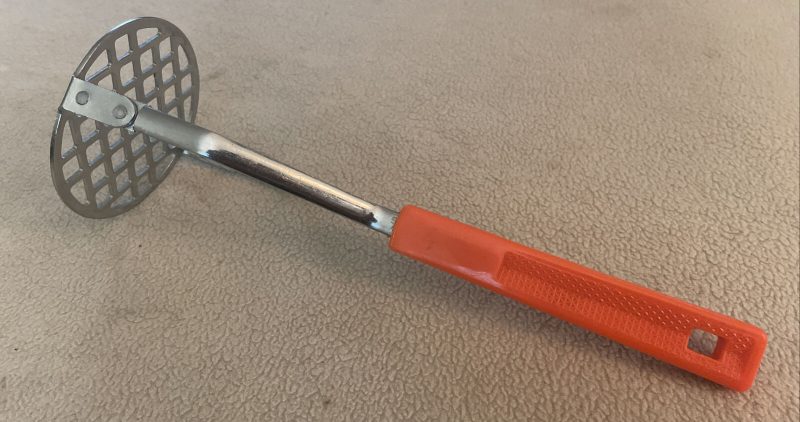 Vintage MCM Potato Masher Orange Plastic Handle Made in Korea