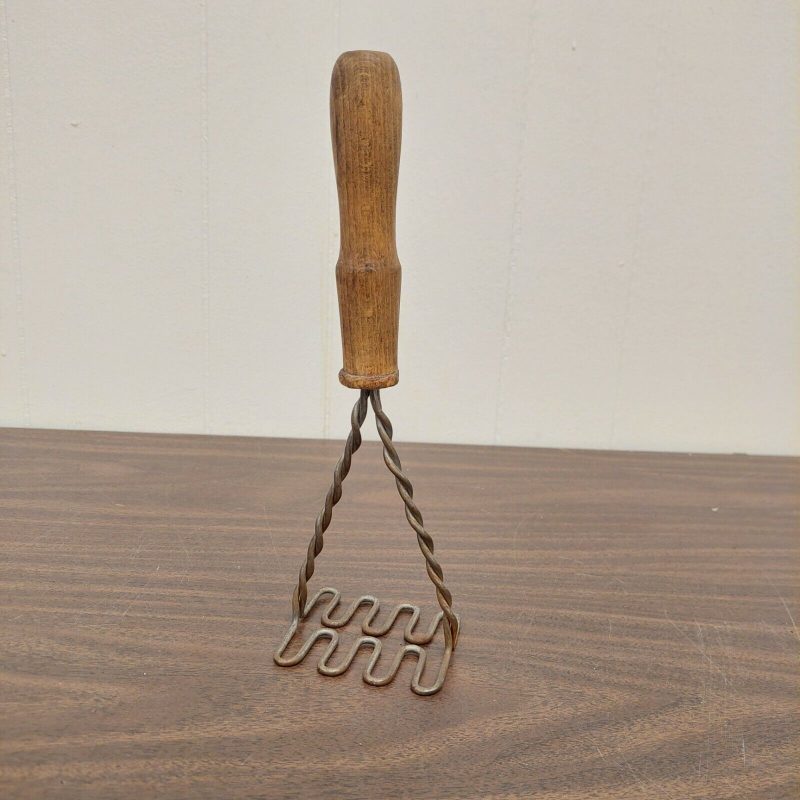 Vintage Potato Masher Primitive Wood Handle twisted wire