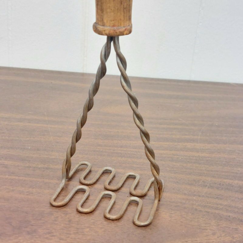 Vintage Potato Masher Primitive Wood Handle twisted wire