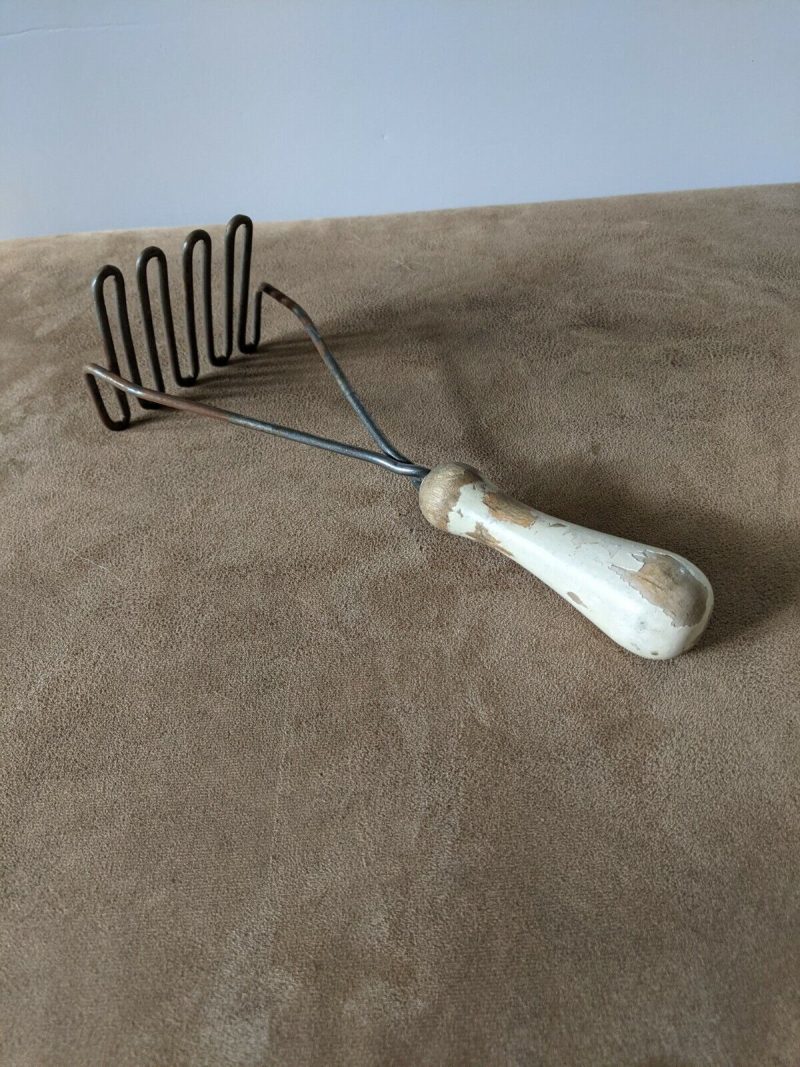 Vintage Potato Masher white wooden handle