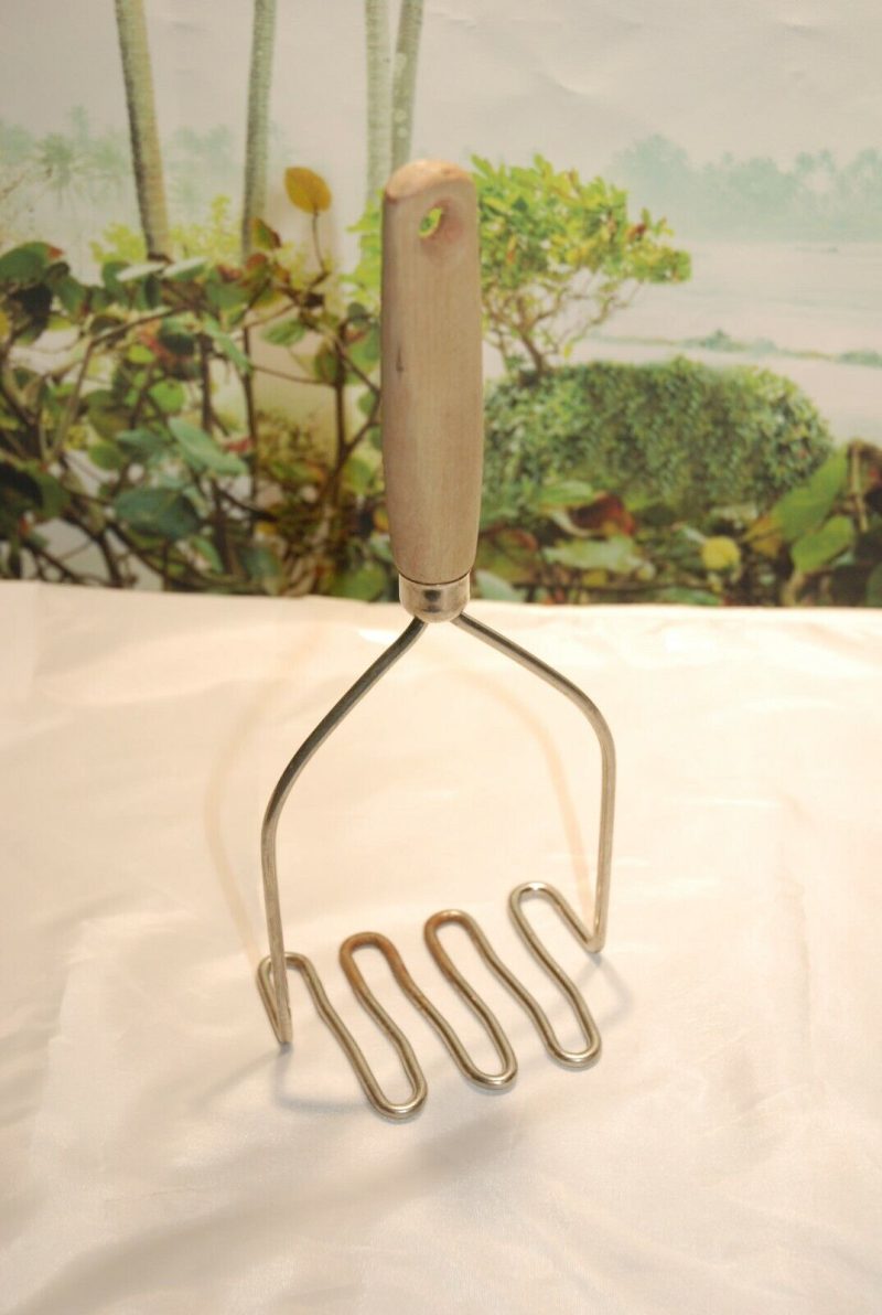 Vintage Potato Masher with Wooden Handle  10"  Good Condition