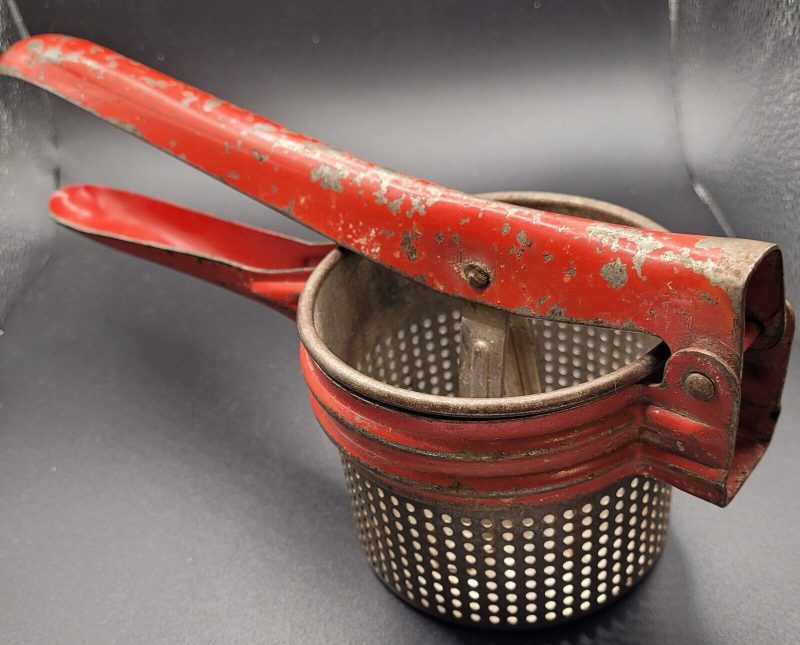 Vintage Red Handled Potato Ricer Great Display Piece 11"