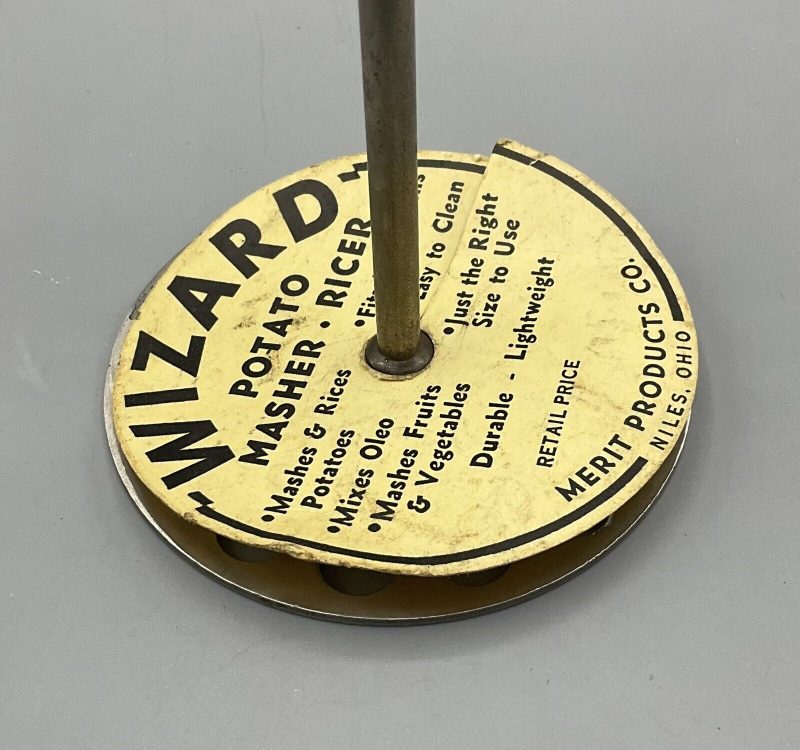 Vtg Kitchen Utensil Wizard Potato Masher/ Ricer w/Label Merit Products READ