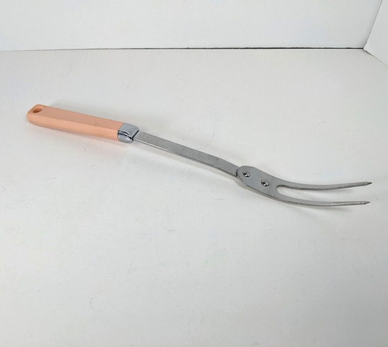 Vtg PINK Fork Maid Of Honor Stainless Steel USA Serving Carving Kitchen Utensil