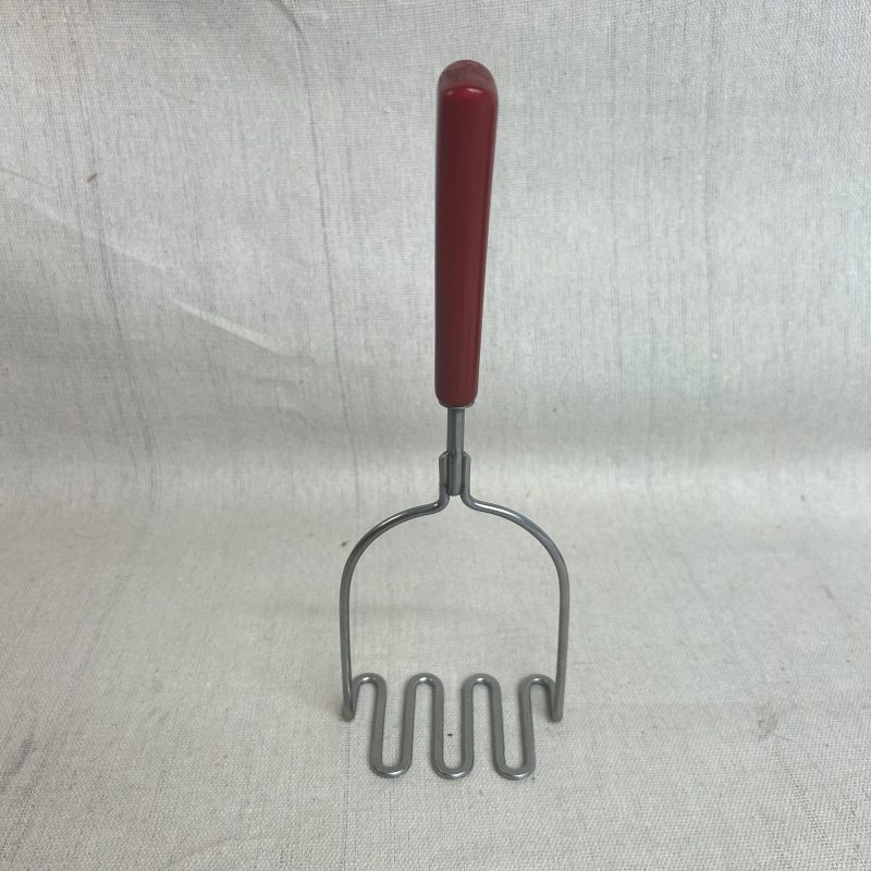 VTG Potato Masher  Stainless Steel Red Bakelite Handle