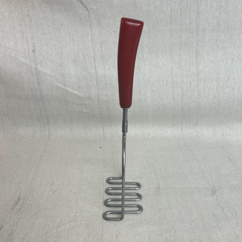 VTG Potato Masher  Stainless Steel Red Bakelite Handle